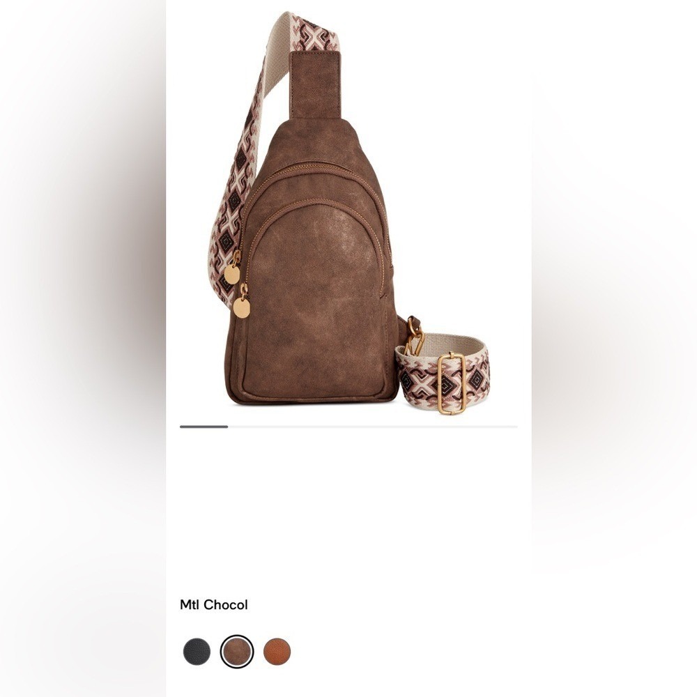 Style & Co. Brown Crossbody Bag with Patterned Strap NWOT Retails $69 - Picture 8 of 11